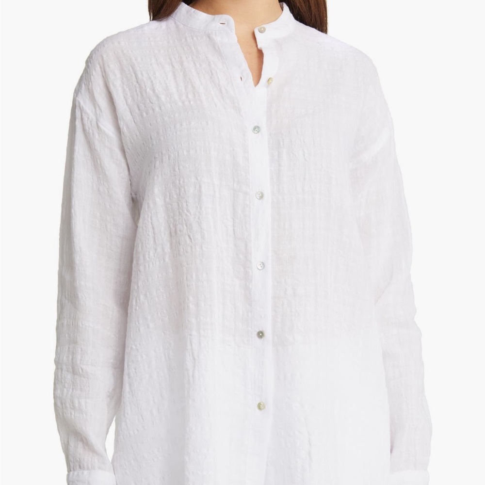 Eileen Fisher Ivory Button-Front Shirt